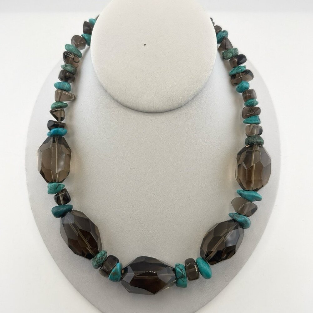 Deb Guyot Necklace Turquoise Blue Chunky Quartz Statement Sterling Silver 925